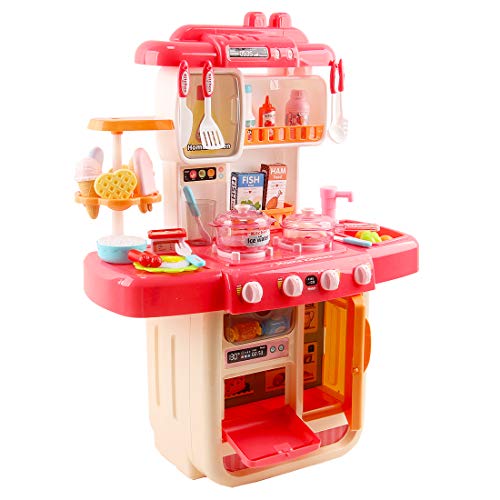 Cucina Mio Piccolo Chef con Caratteristiche di Suoni, Luci e Acqua Cucina Giocattolo Include 34 Accessori (Rosa) - immagine 6
