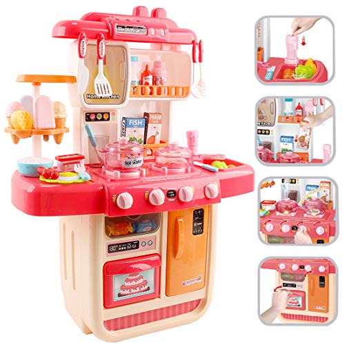 Cucina Mio Piccolo Chef con Caratteristiche di Suoni, Luci e Acqua Cucina Giocattolo Include 34 Accessori (Rosa) - immagine 9