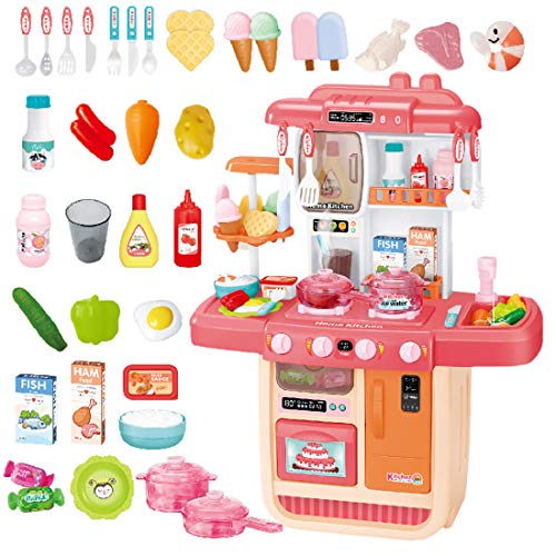 Cucina Mio Piccolo Chef con Caratteristiche di Suoni, Luci e Acqua Cucina Giocattolo Include 34 Accessori (Rosa) - immagine 2