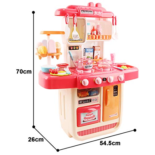Cucina Mio Piccolo Chef con Caratteristiche di Suoni, Luci e Acqua Cucina Giocattolo Include 34 Accessori (Rosa) - immagine 4